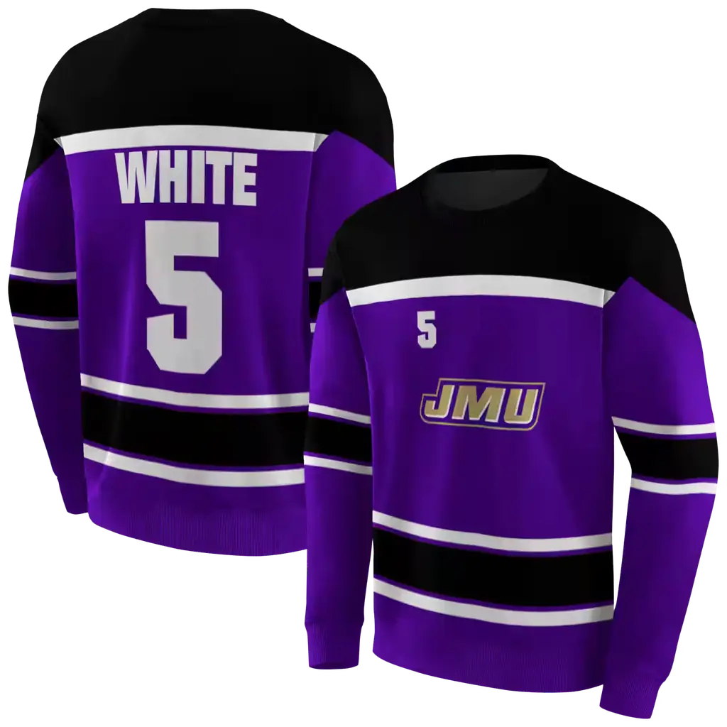 personalized james madison dukes striped pattern purple hoodie premium grade personalized james madison dukes striped pattern purple hoodie premium grade