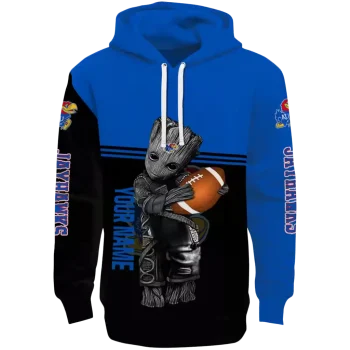 personalized kansas jayhawks baby groot blue black hoodie best selling