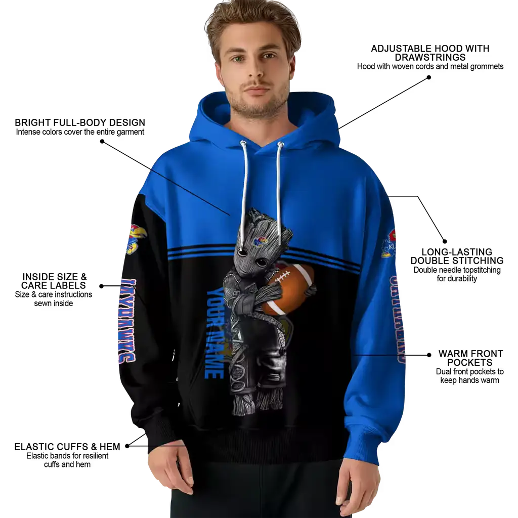 personalized kansas jayhawks baby groot blue black hoodie latest model personalized kansas jayhawks baby groot blue black hoodie latest model