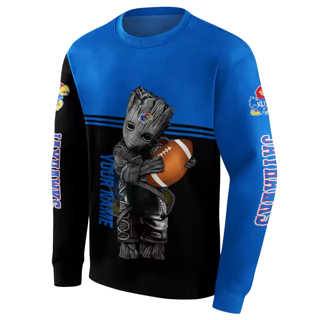 personalized kansas jayhawks baby groot blue black hoodie new arrival personalized kansas jayhawks baby groot blue black hoodie new arrival