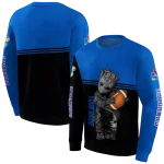 personalized kansas jayhawks baby groot blue black hoodie best selling