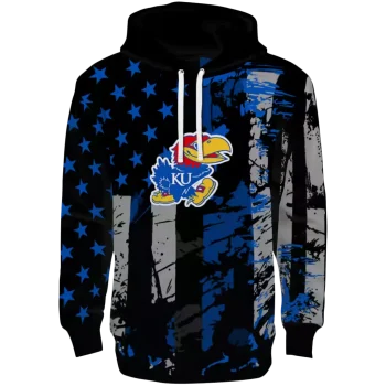 personalized kansas jayhawks distressed flag blue black hoodie best selling