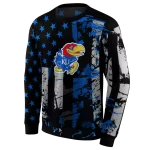 personalized kansas jayhawks distressed flag blue black hoodie best selling