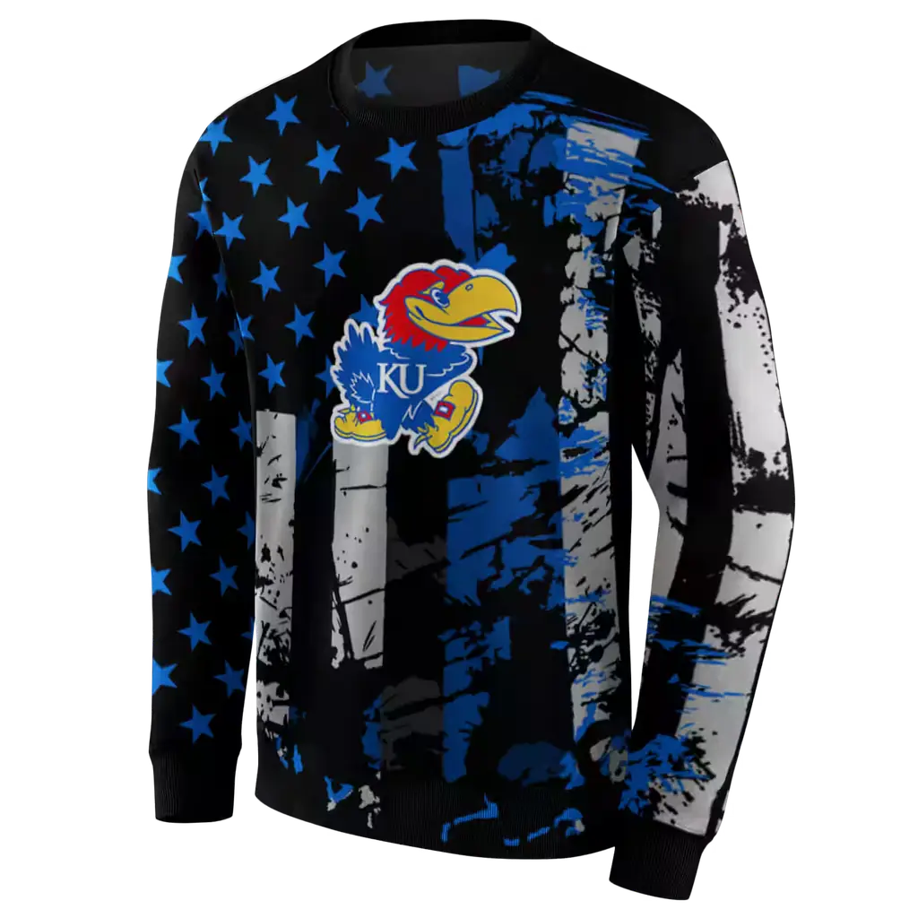 personalized kansas jayhawks distressed flag blue black hoodie new arrival personalized kansas jayhawks distressed flag blue black hoodie new arrival