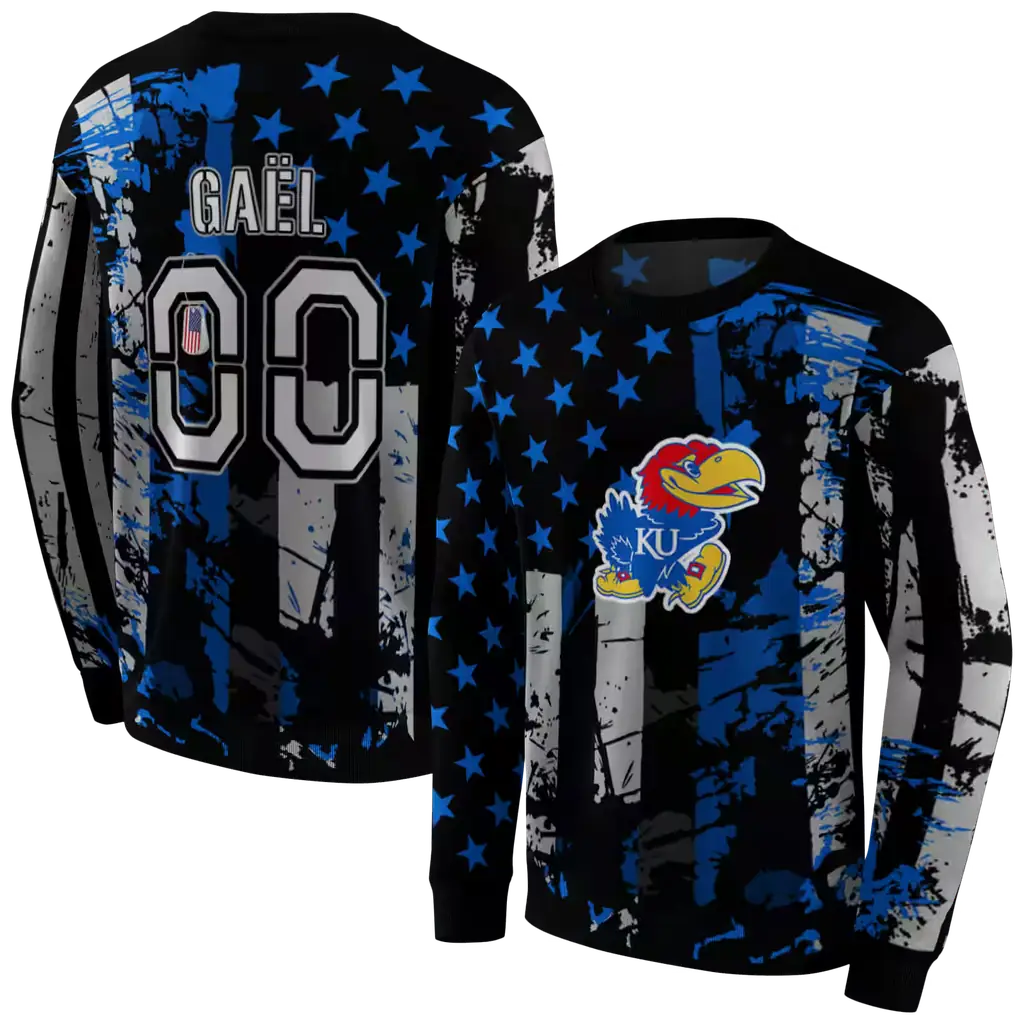 personalized kansas jayhawks distressed flag blue black hoodie premium grade personalized kansas jayhawks distressed flag blue black hoodie premium grade