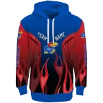 personalized kansas jayhawks flame design blue hoodie best selling