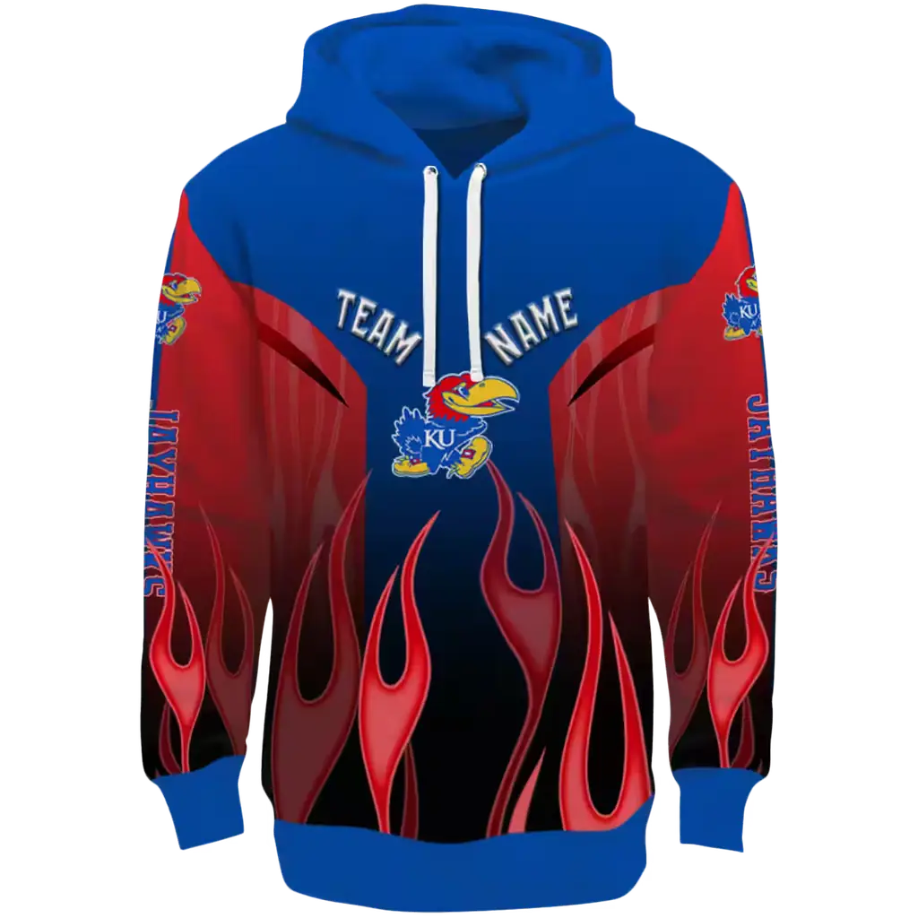 personalized kansas jayhawks flame design blue hoodie best selling personalized kansas jayhawks flame design blue hoodie best selling