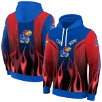 personalized kansas jayhawks flame design blue hoodie best selling