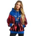 personalized kansas jayhawks flame design blue hoodie best selling