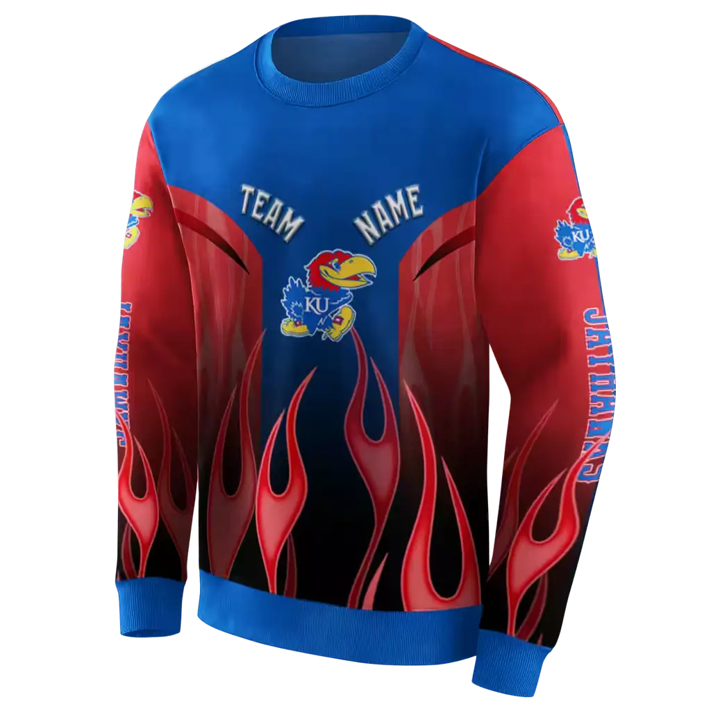 personalized kansas jayhawks flame design blue hoodie new arrival personalized kansas jayhawks flame design blue hoodie new arrival