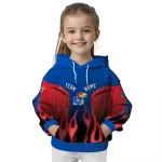 personalized kansas jayhawks flame design blue hoodie best selling