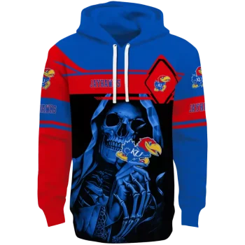 personalized kansas jayhawks grim reaper blue black hoodie best selling