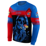 personalized kansas jayhawks grim reaper blue black hoodie best selling