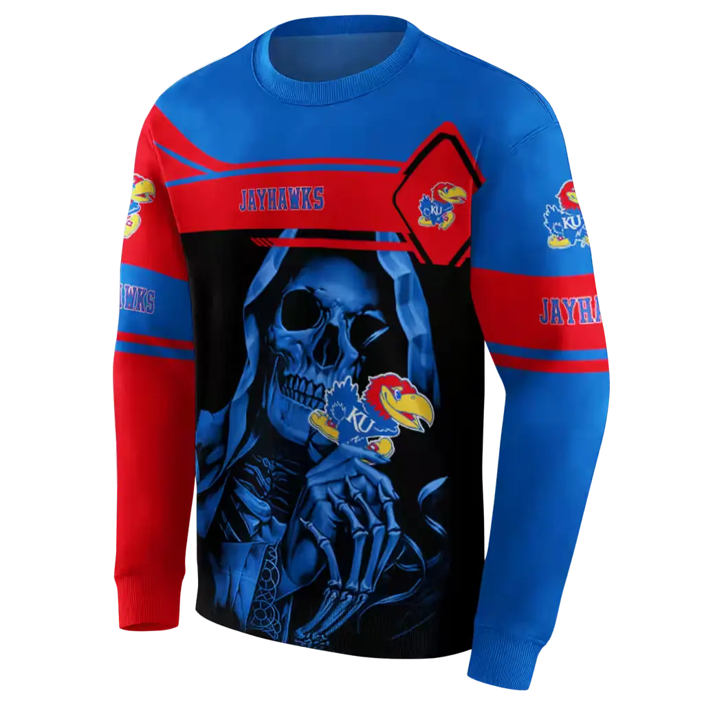 personalized kansas jayhawks grim reaper blue black hoodie new arrival personalized kansas jayhawks grim reaper blue black hoodie new arrival