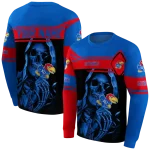 personalized kansas jayhawks grim reaper blue black hoodie best selling