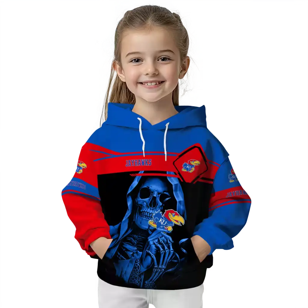 personalized kansas jayhawks grim reaper blue black hoodie top rated personalized kansas jayhawks grim reaper blue black hoodie top rated