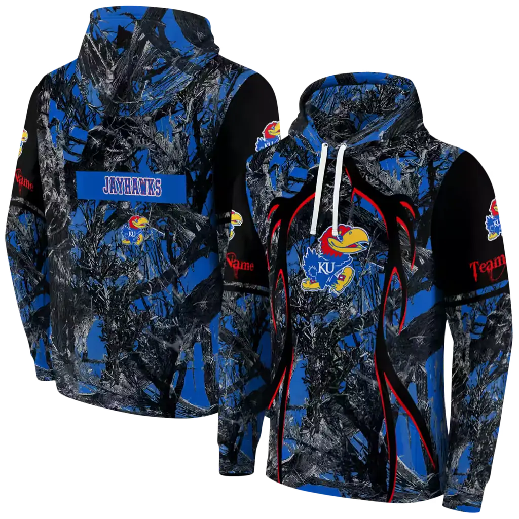 personalized kansas jayhawks hunting theme blue black hoodie fashion forward personalized kansas jayhawks hunting theme blue black hoodie fashion forward