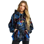 personalized kansas jayhawks hunting theme blue black hoodie best selling