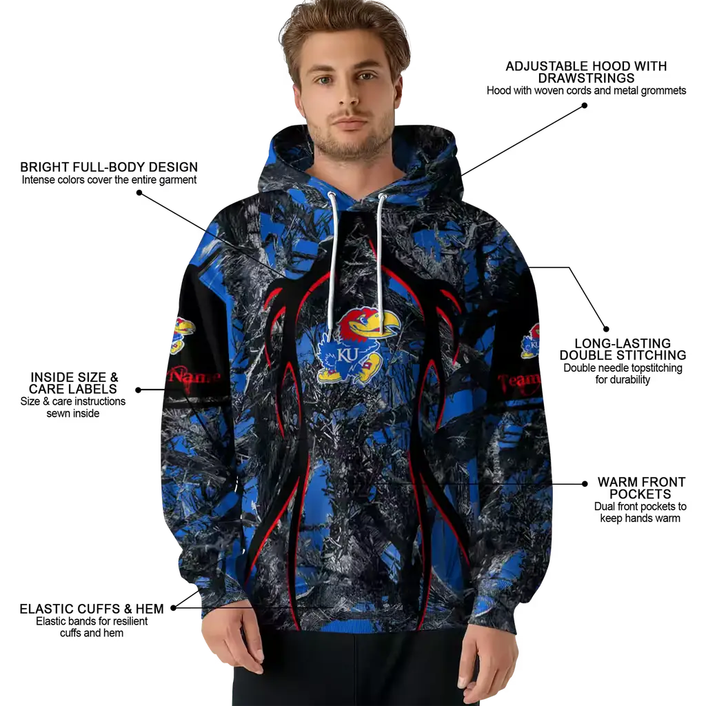 personalized kansas jayhawks hunting theme blue black hoodie latest model personalized kansas jayhawks hunting theme blue black hoodie latest model