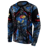personalized kansas jayhawks hunting theme blue black hoodie best selling