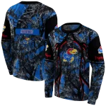 personalized kansas jayhawks hunting theme blue black hoodie best selling