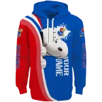 personalized kansas jayhawks peeking snoopy blue hoodie best selling