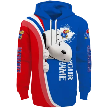 personalized kansas jayhawks peeking snoopy blue hoodie best selling