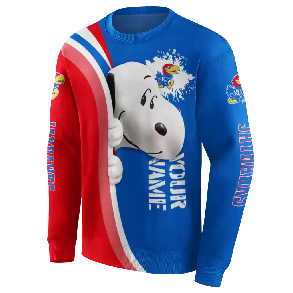 personalized kansas jayhawks peeking snoopy blue hoodie new arrival personalized kansas jayhawks peeking snoopy blue hoodie new arrival