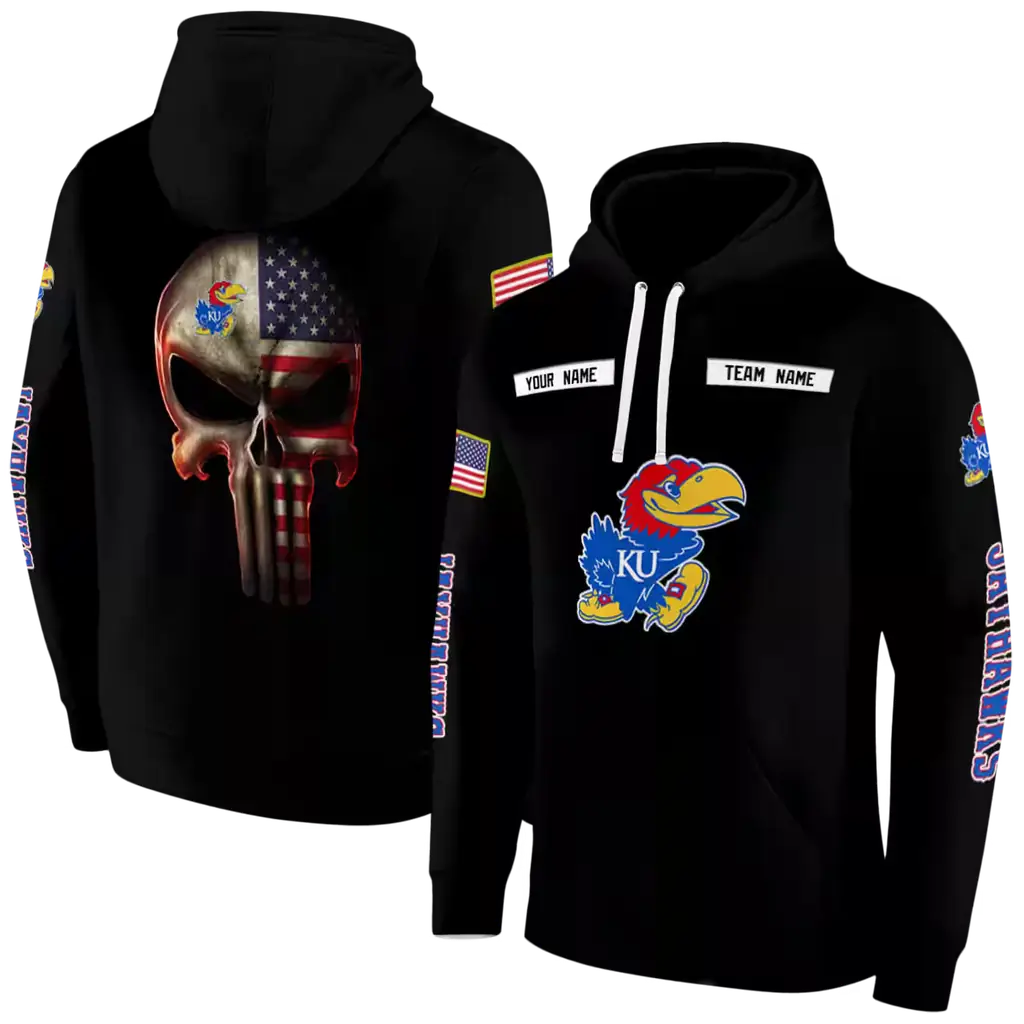 personalized kansas jayhawks punisher skull black hoodie fashion forward personalized kansas jayhawks punisher skull black hoodie fashion forward
