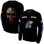 personalized kansas jayhawks punisher skull black hoodie best selling