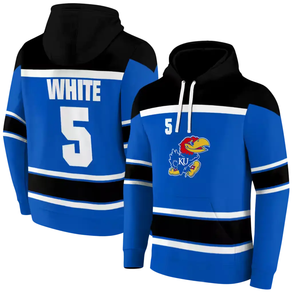 personalized kansas jayhawks striped pattern blue hoodie fashion forward personalized kansas jayhawks striped pattern blue hoodie fashion forward