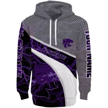 personalized kansas state wildcats hexagonal mesh purple black gray hoodie best selling