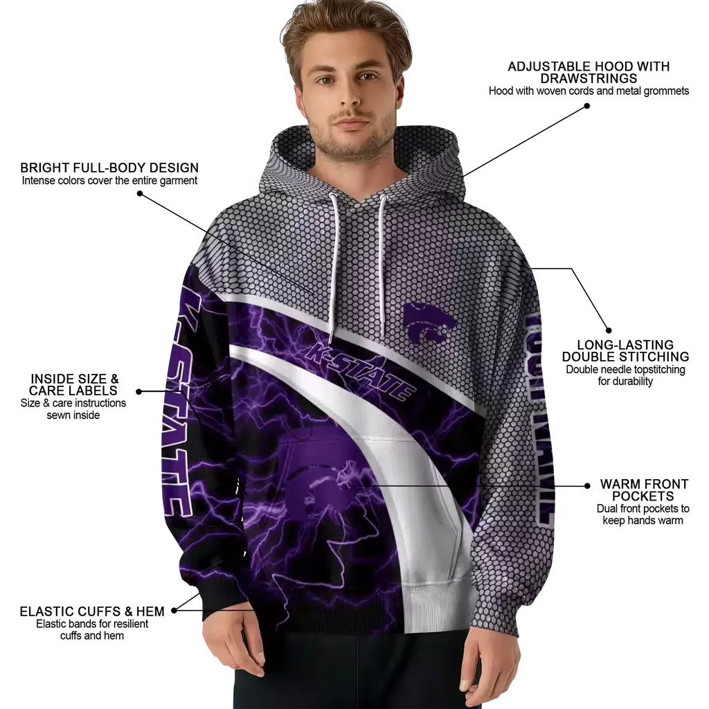 personalized kansas state wildcats hexagonal mesh purple black gray hoodie latest model personalized kansas state wildcats hexagonal mesh purple black gray hoodie latest model