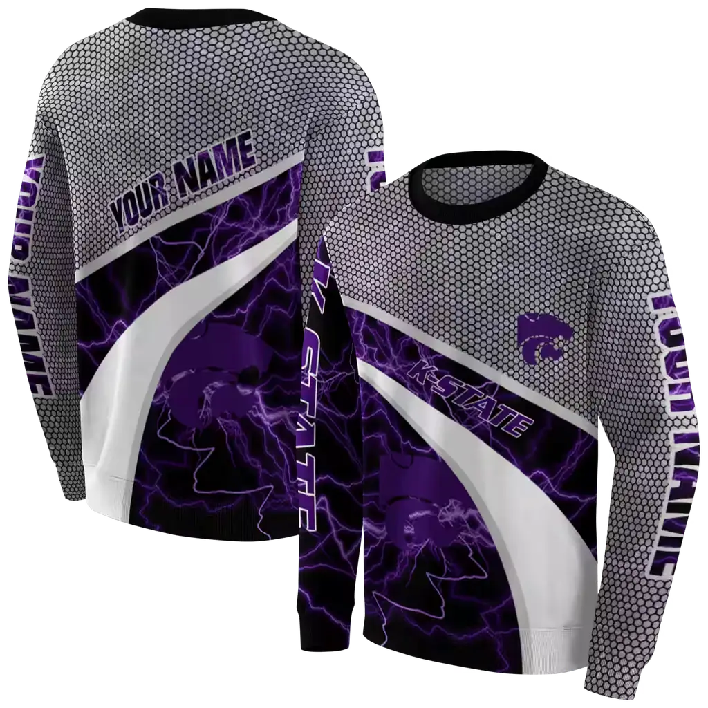 personalized kansas state wildcats hexagonal mesh purple black gray hoodie premium grade personalized kansas state wildcats hexagonal mesh purple black gray hoodie premium grade