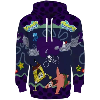 personalized kansas state wildcats spongebob patrick star purple navy hoodie best selling
