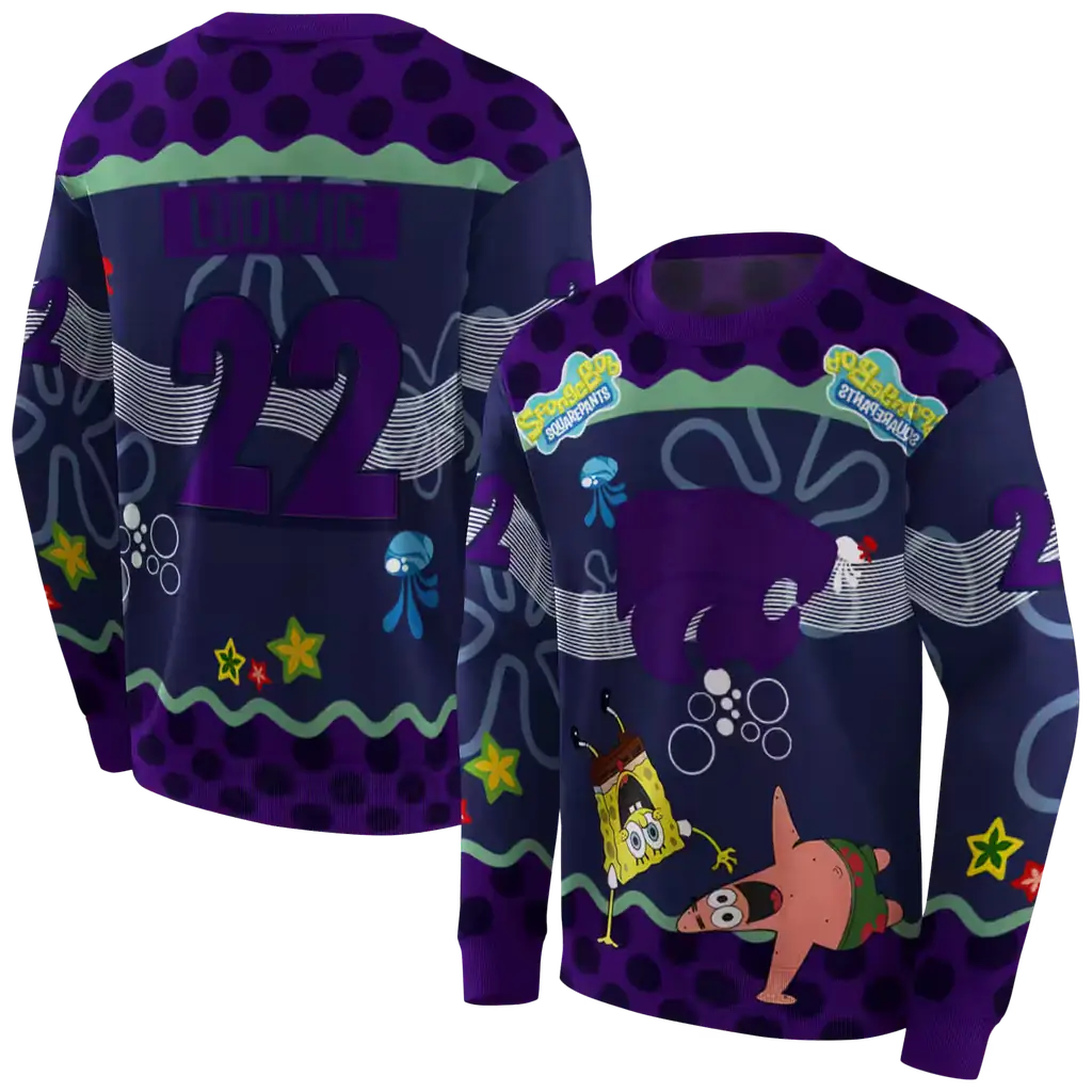 personalized kansas state wildcats spongebob patrick star purple navy hoodie premium grade personalized kansas state wildcats spongebob patrick star purple navy hoodie premium grade