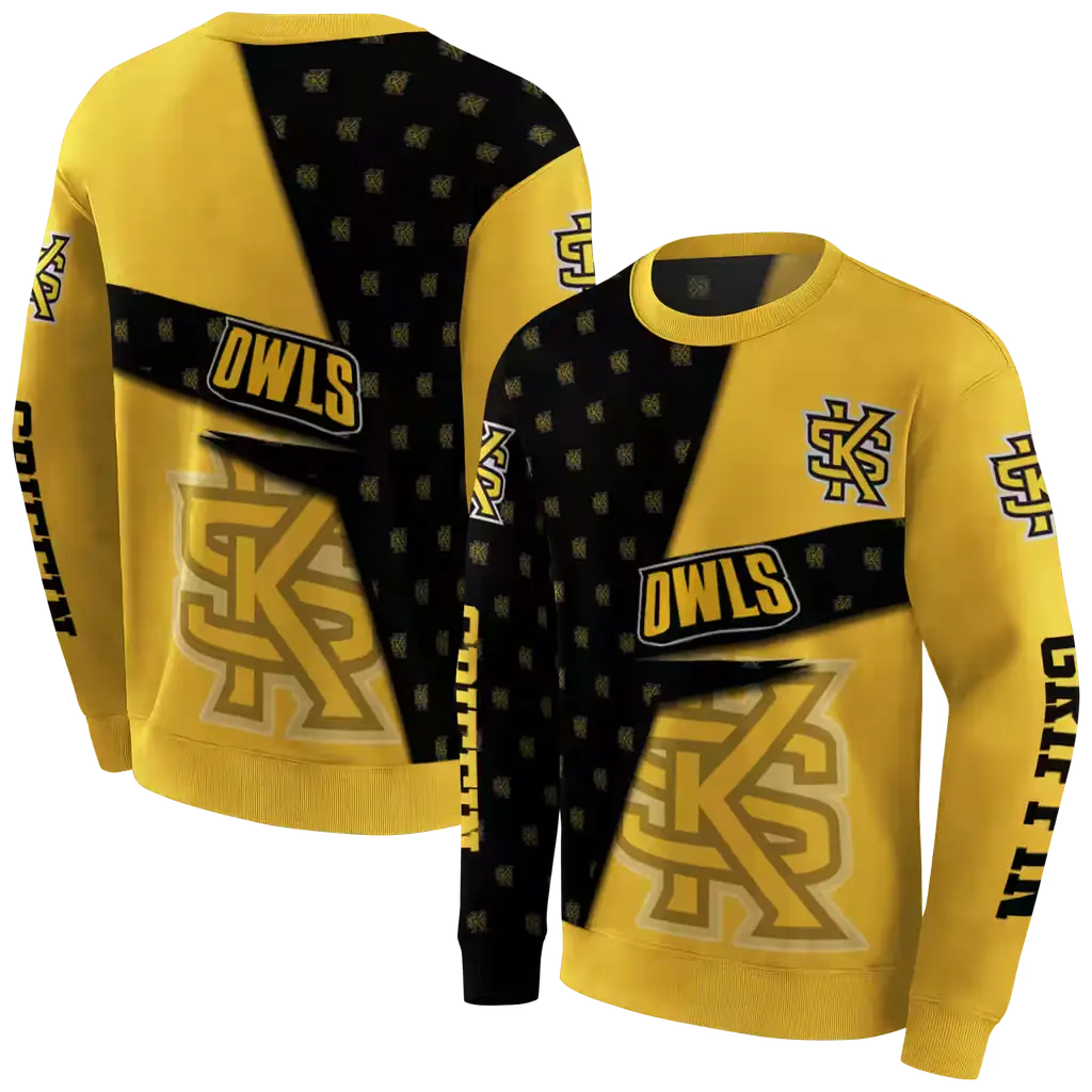 personalized kennesaw state owls abstract shape gold hoodie premium grade personalized kennesaw state owls abstract shape gold hoodie premium grade