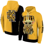 personalized kennesaw state owls baby yoda gold black hoodie best selling