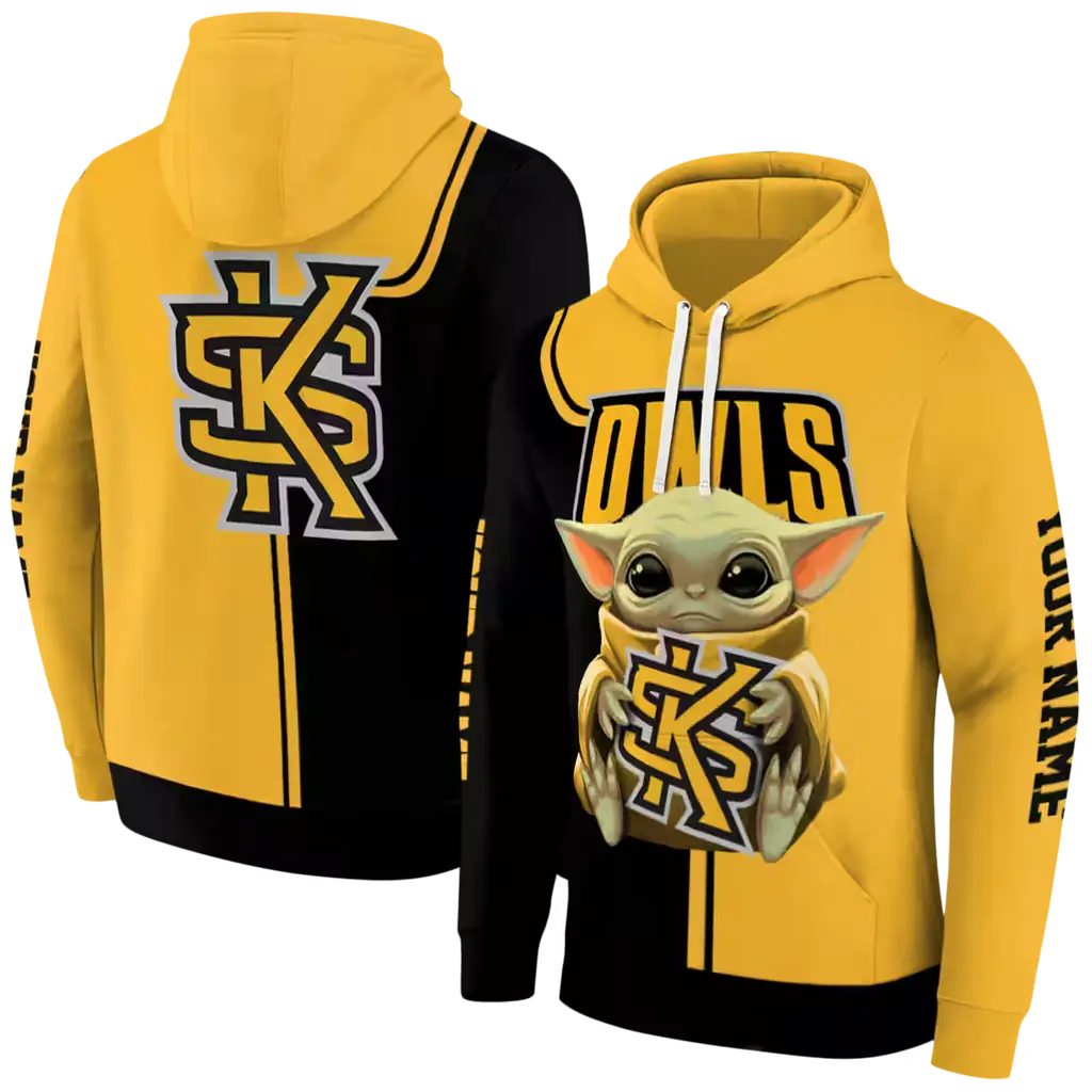personalized kennesaw state owls baby yoda gold black hoodie fashion forward personalized kennesaw state owls baby yoda gold black hoodie fashion forward