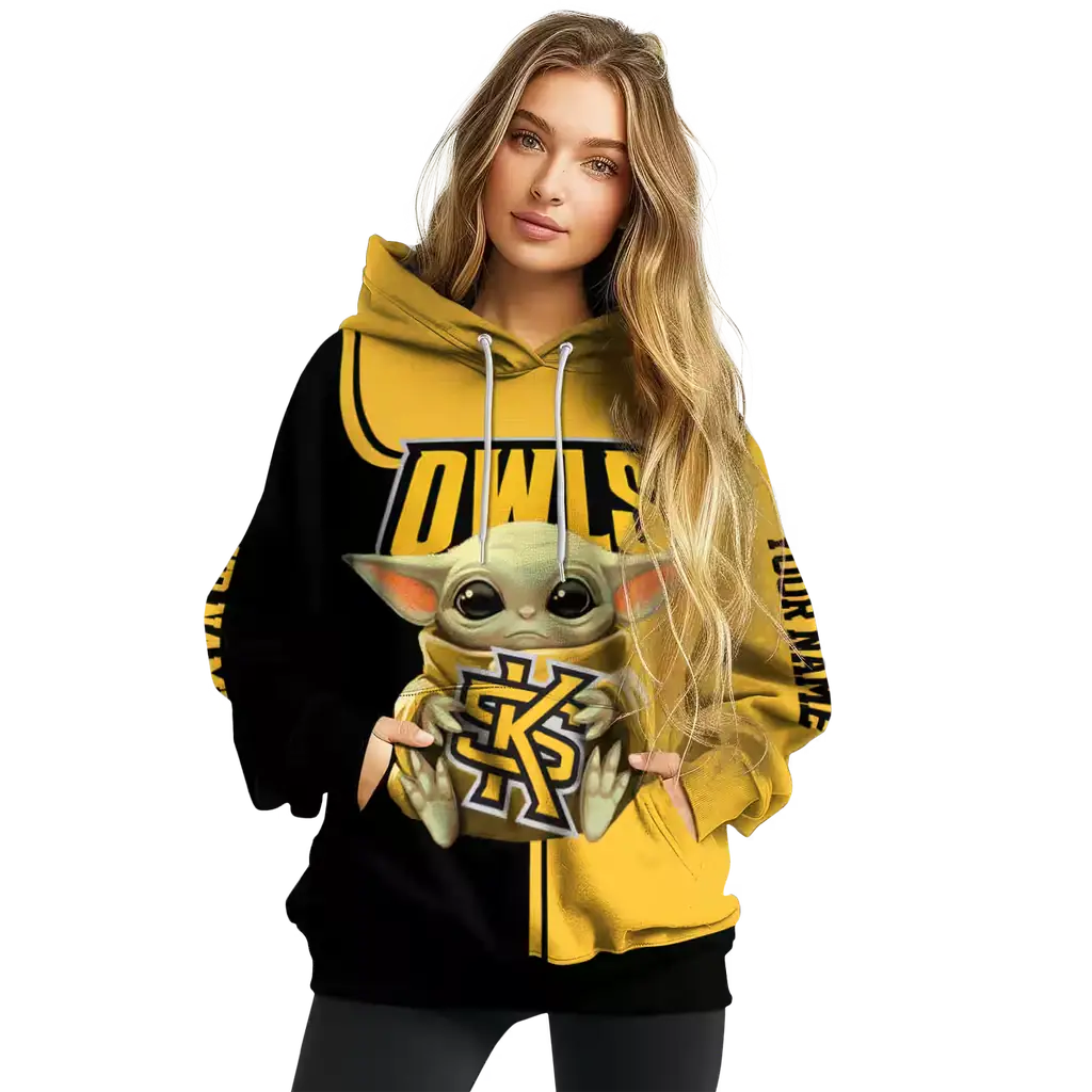 personalized kennesaw state owls baby yoda gold black hoodie high quality personalized kennesaw state owls baby yoda gold black hoodie high quality