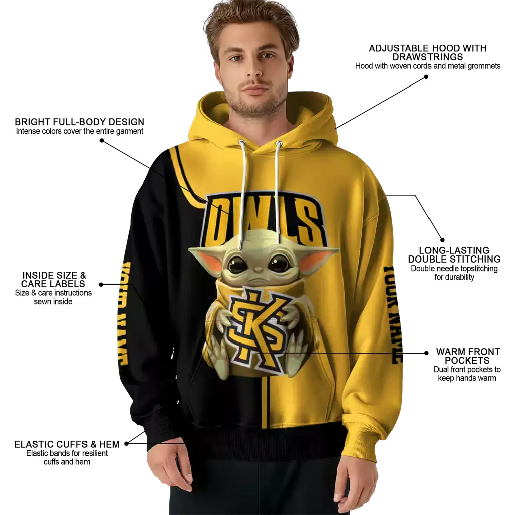 personalized kennesaw state owls baby yoda gold black hoodie latest model personalized kennesaw state owls baby yoda gold black hoodie latest model