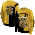 personalized kennesaw state owls baby yoda gold black hoodie best selling