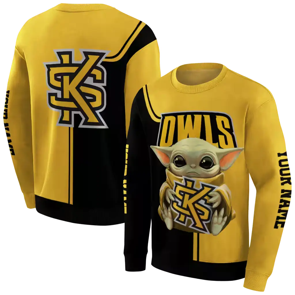 personalized kennesaw state owls baby yoda gold black hoodie premium grade personalized kennesaw state owls baby yoda gold black hoodie premium grade