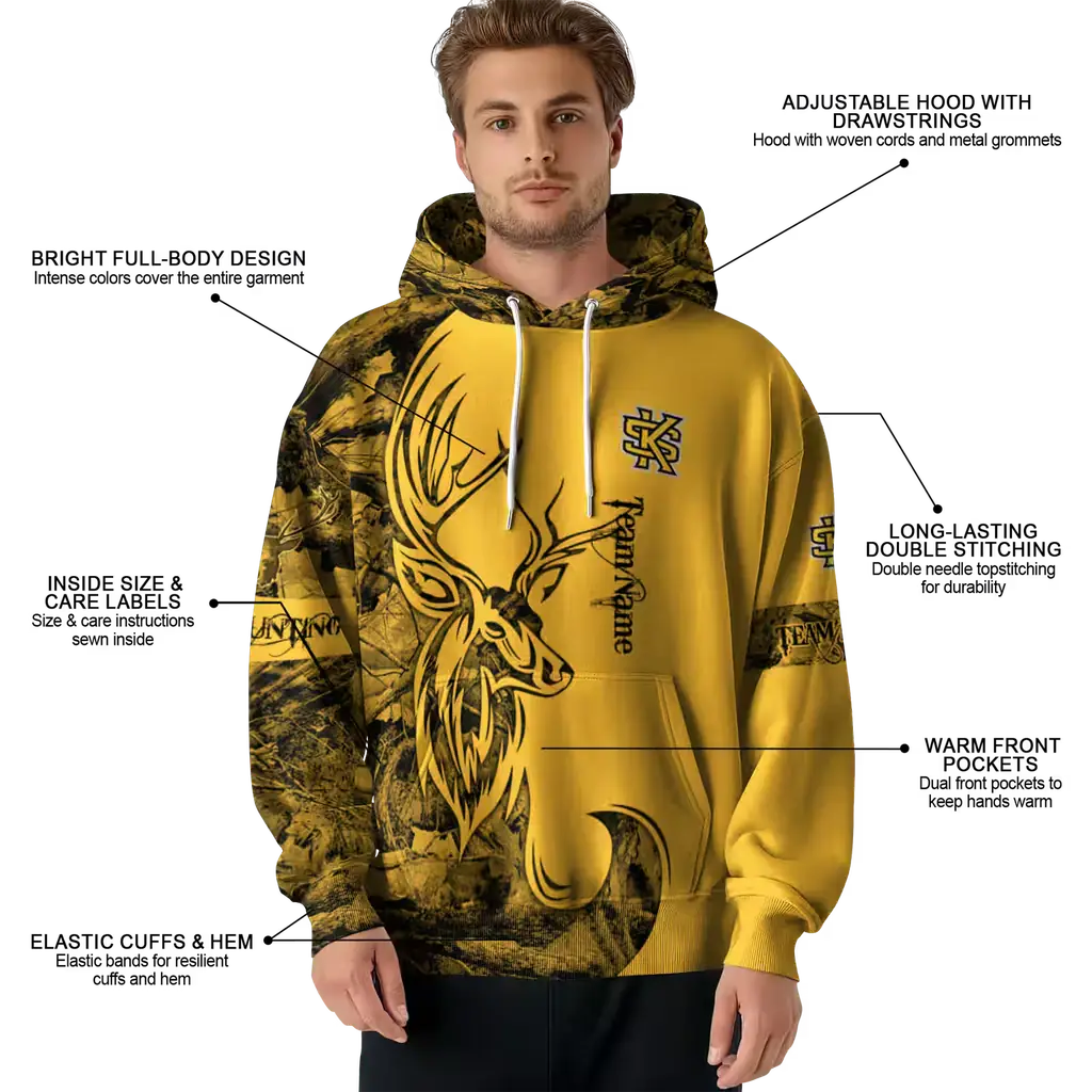 personalized kennesaw state owls deer silhouette gold hoodie latest model personalized kennesaw state owls deer silhouette gold hoodie latest model