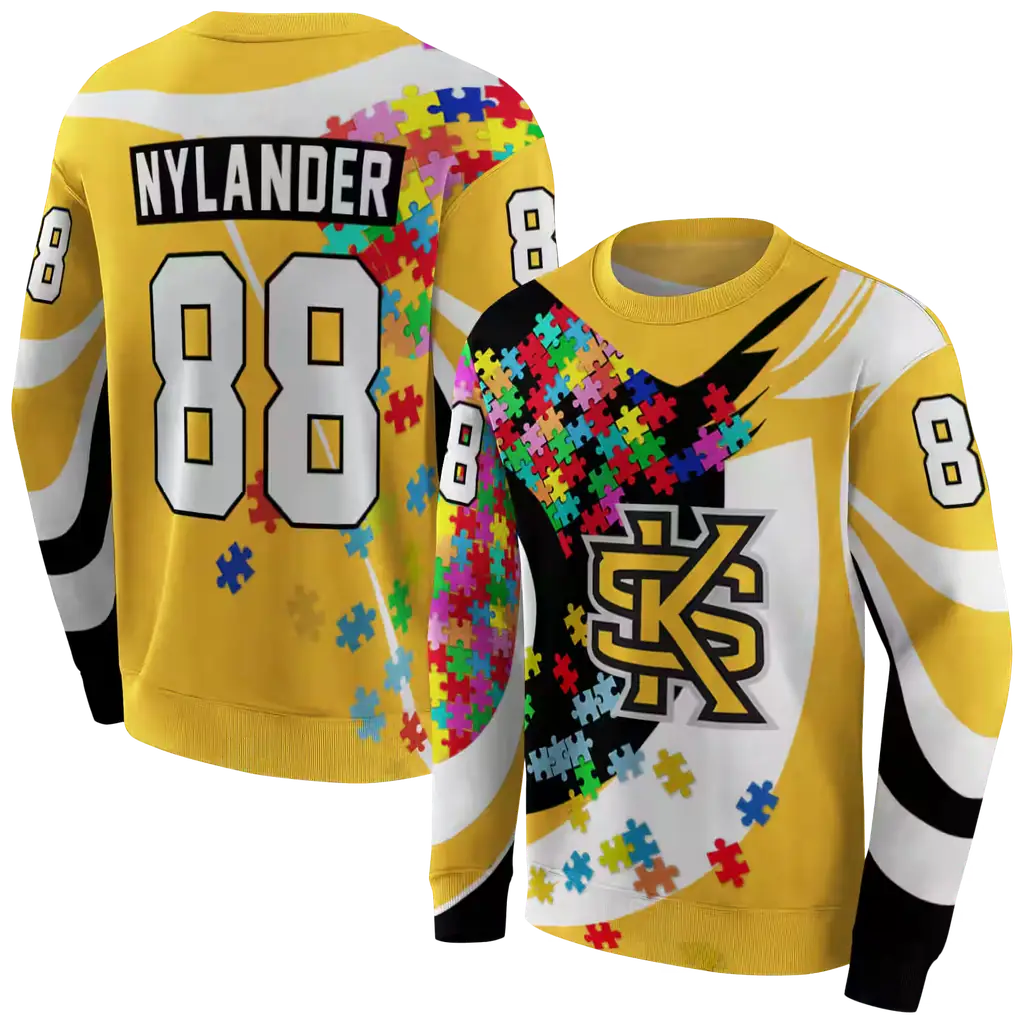 personalized kennesaw state owls puzzle pieces gold hoodie premium grade personalized kennesaw state owls puzzle pieces gold hoodie premium grade