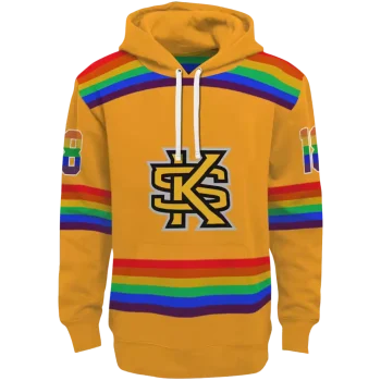 personalized kennesaw state owls rainbow stripes gold hoodie best selling