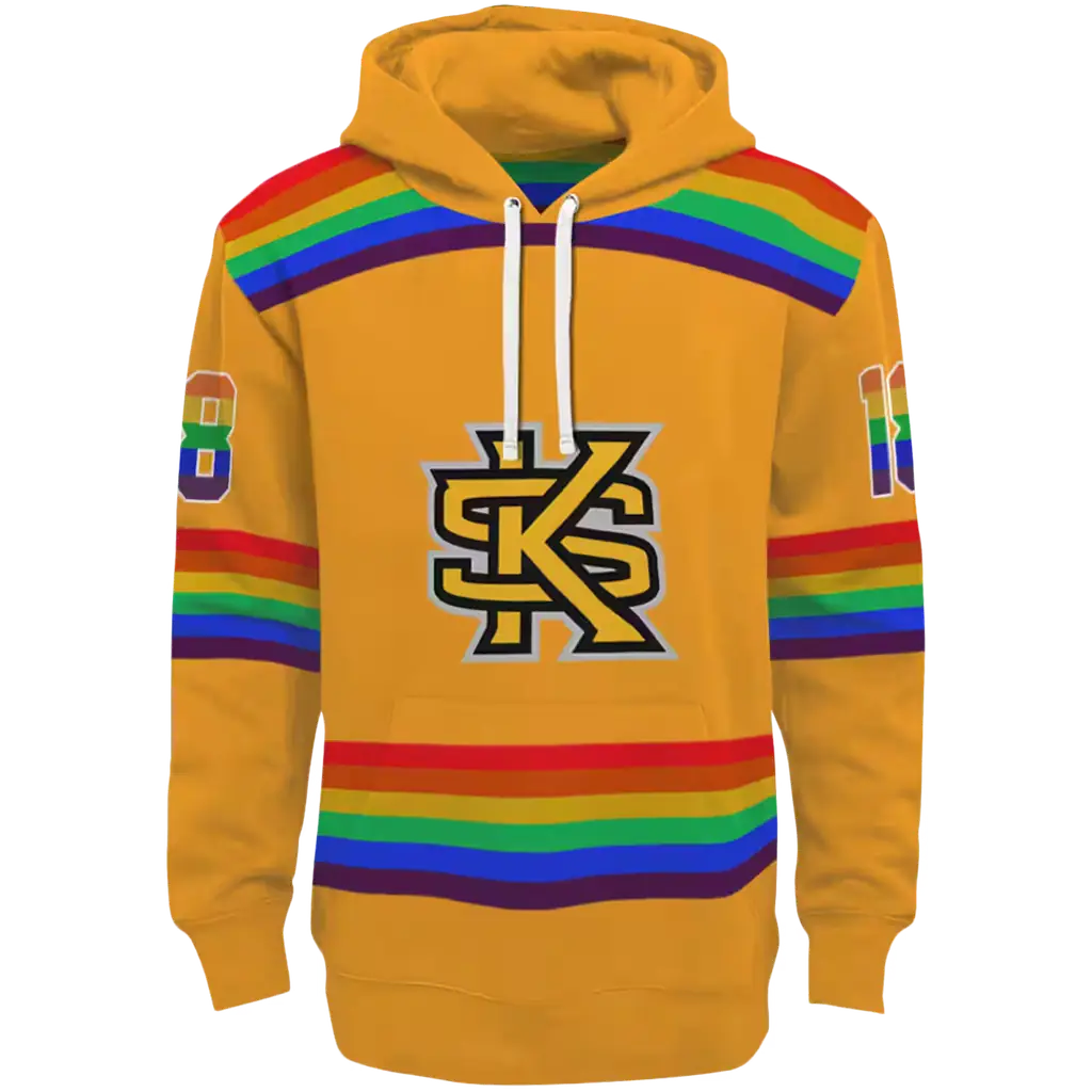 personalized kennesaw state owls rainbow stripes gold hoodie best selling personalized kennesaw state owls rainbow stripes gold hoodie best selling