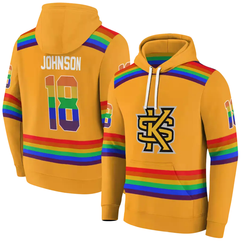 personalized kennesaw state owls rainbow stripes gold hoodie fashion forward personalized kennesaw state owls rainbow stripes gold hoodie fashion forward