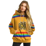 personalized kennesaw state owls rainbow stripes gold hoodie best selling