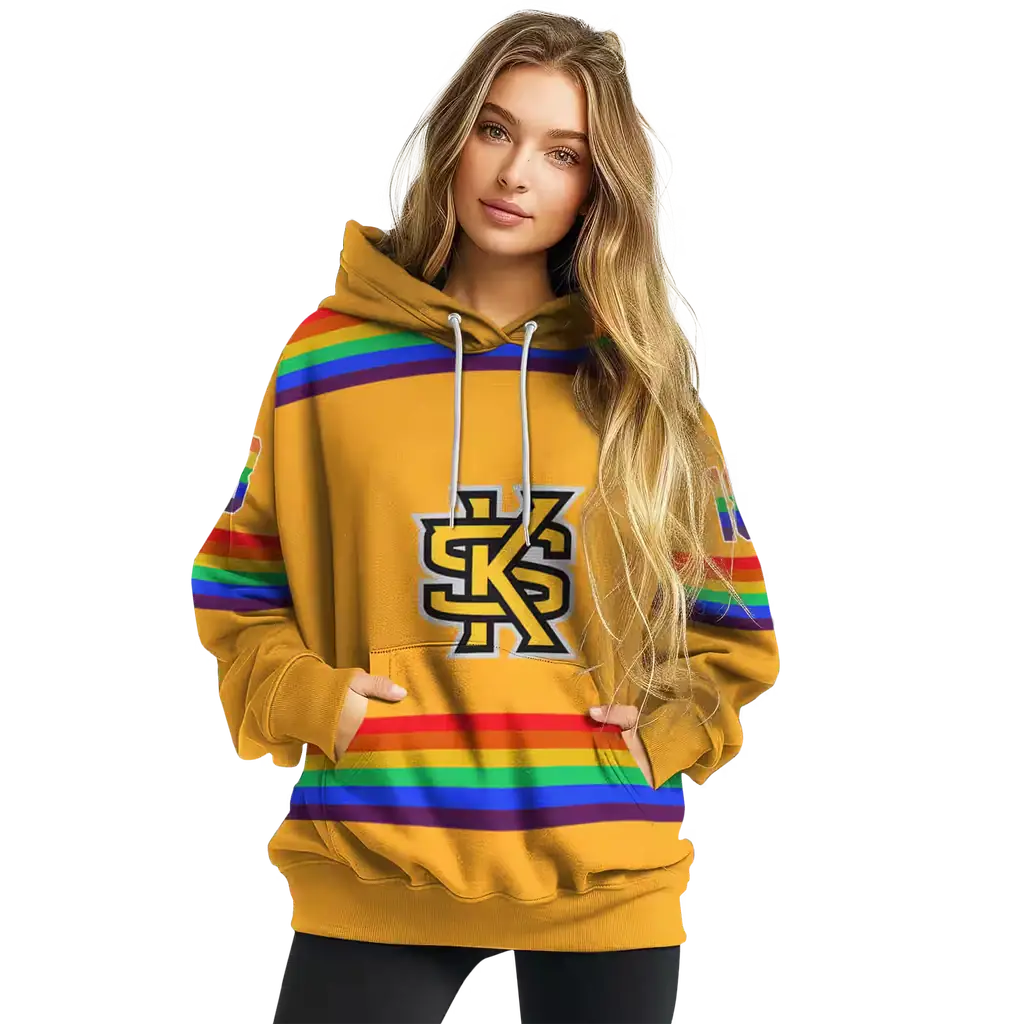 personalized kennesaw state owls rainbow stripes gold hoodie high quality personalized kennesaw state owls rainbow stripes gold hoodie high quality